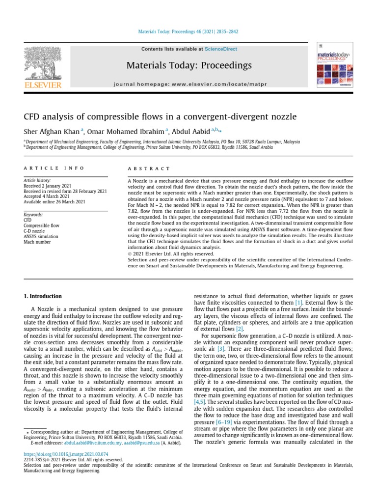 CFD Analysis of C-D Nozzle Flows | PDF | Fluid Dynamics | Viscosity