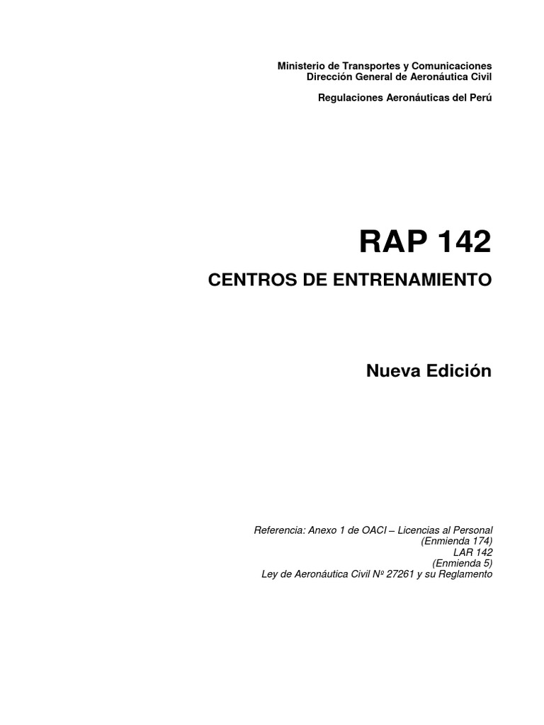 Regulaciones RAP 142 en Aviación Civil | PDF | Aeronave | Aviación