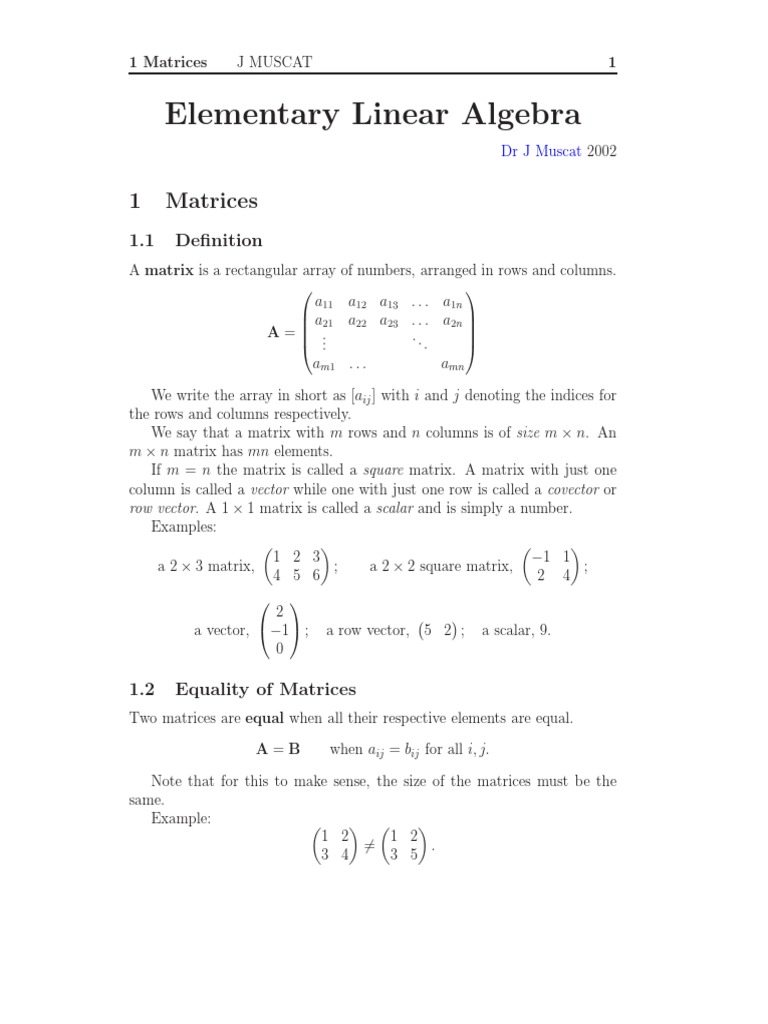 Joseph Muscat - Elementary Linear Algebra [expository notes] (2009 ...