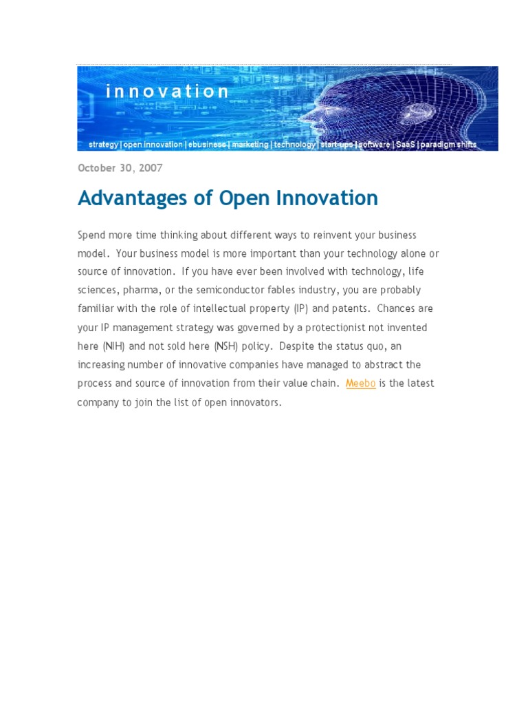 Advantages of Open Innovation | PDF | Business Model | Innovation