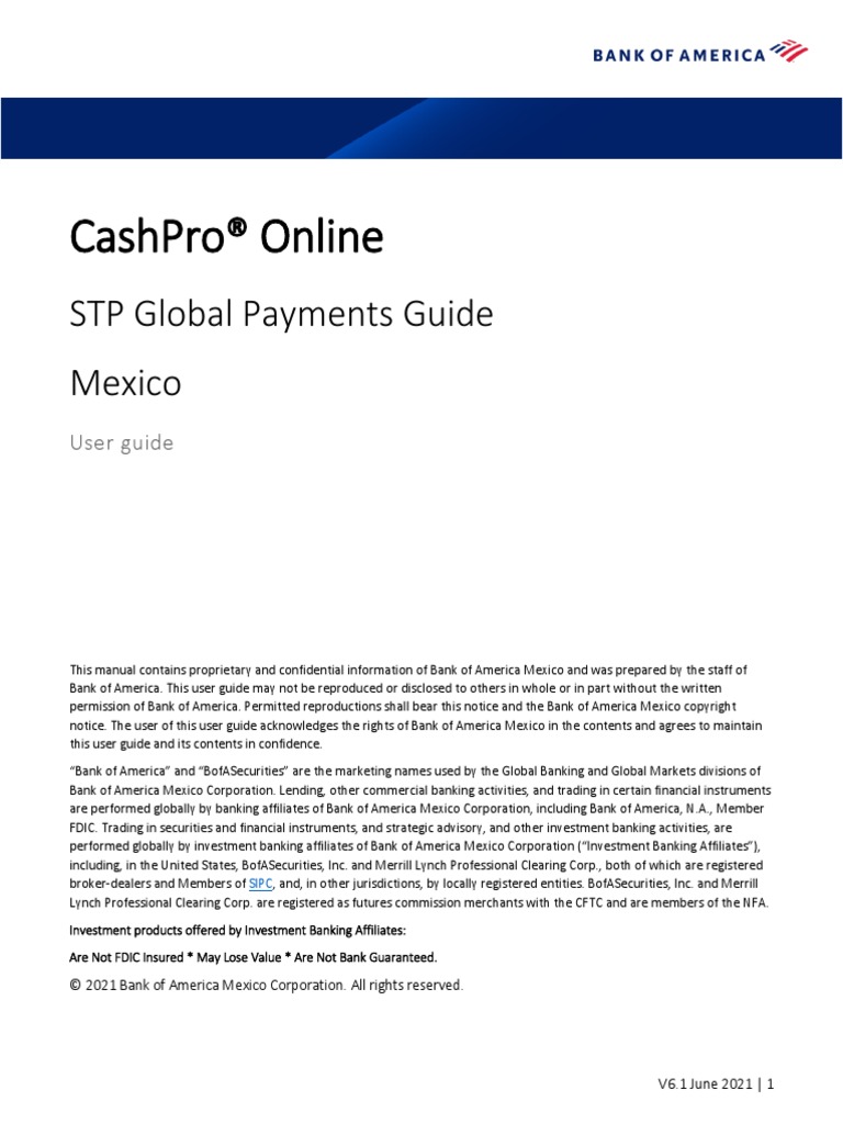 CashPro Global Payments STP Guide - Mexico V6.1 June 2021