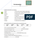 Pre-Intermediate Vocabulary and Grammar Practice