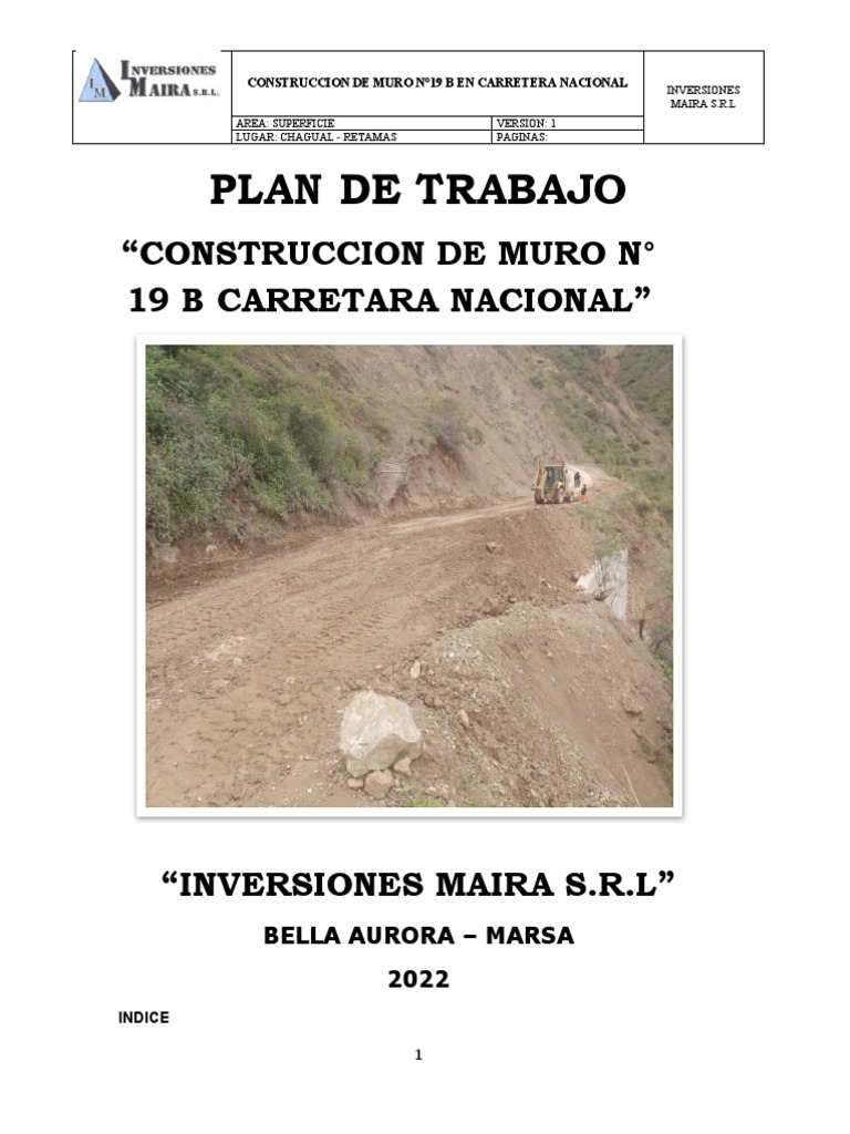 Plan de Trabajo de Muro 19B | PDF | Hormigón | La carretera