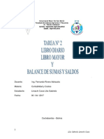 Tarea N. 2. Ejercicios Sobre Libro Diario, Mayor y Balances de Sumas y Saldos