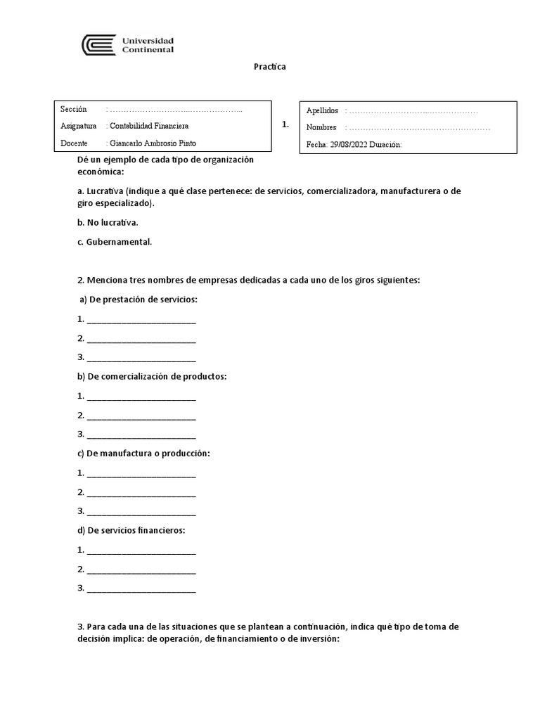 Tipos de Organizaciones Económicas y Decisiones | PDF | Finanzas y ...