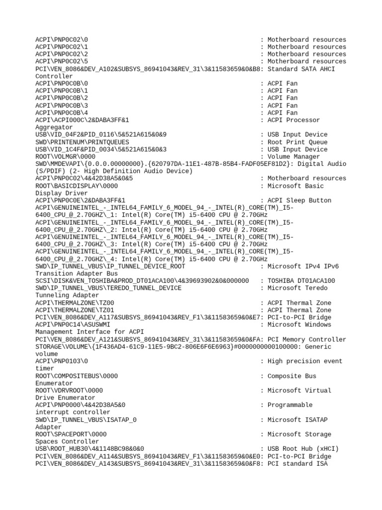 As Devcon List PDF Usb Bios