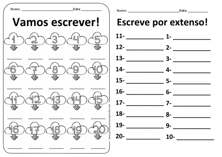Números Até 20-EXTENSO | PDF