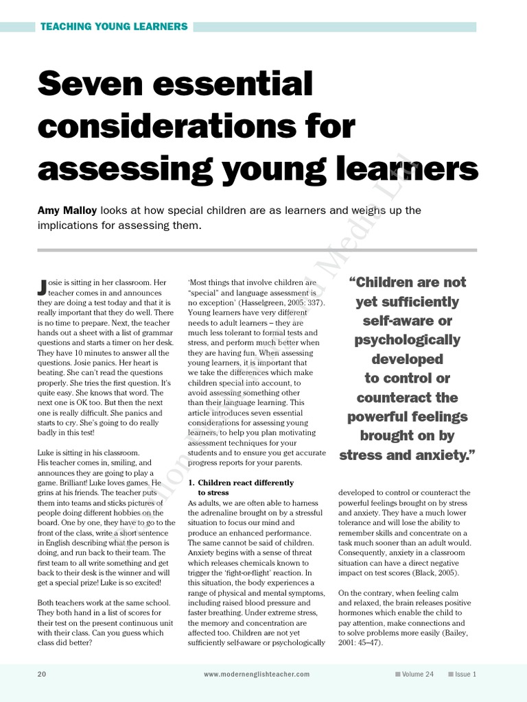 Assessing Young Learners Pdf Second Language Learning