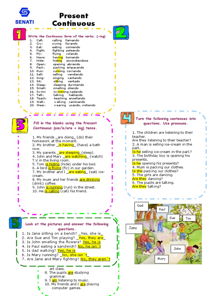 English Present Continuous Guide | PDF | Linguistic Typology | Languages
