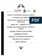 Legislacion de Calidad de Los Materiales de Costruccion