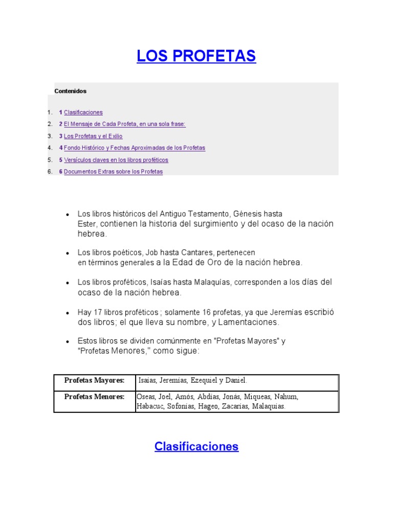 Lista de Profetas en la Biblia | PDF | Doce profetas menores | Profecía