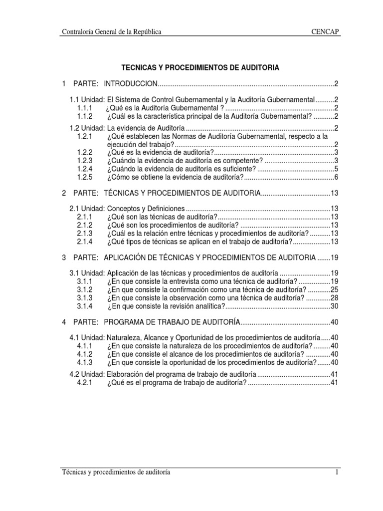 Guia De Tecnicas Y Procedimientos De Auditoria Pdf Auditoría