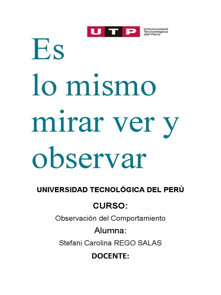 Diferencias entre mirar y observar | PDF | Sicología | Observación