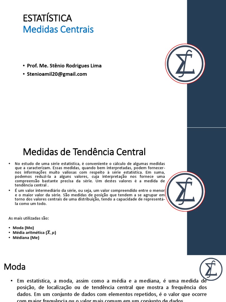 Medidas centrais para análise estatística | PDF | Modo (Estatística