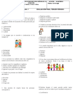 4° Ética - Religión. Evaluación Periodo 3