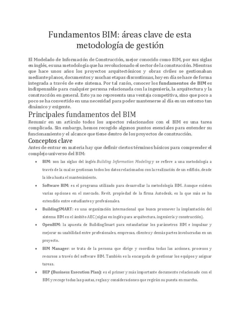 Fundamentos Clave del BIM en Construcción | PDF | Modelado de ...