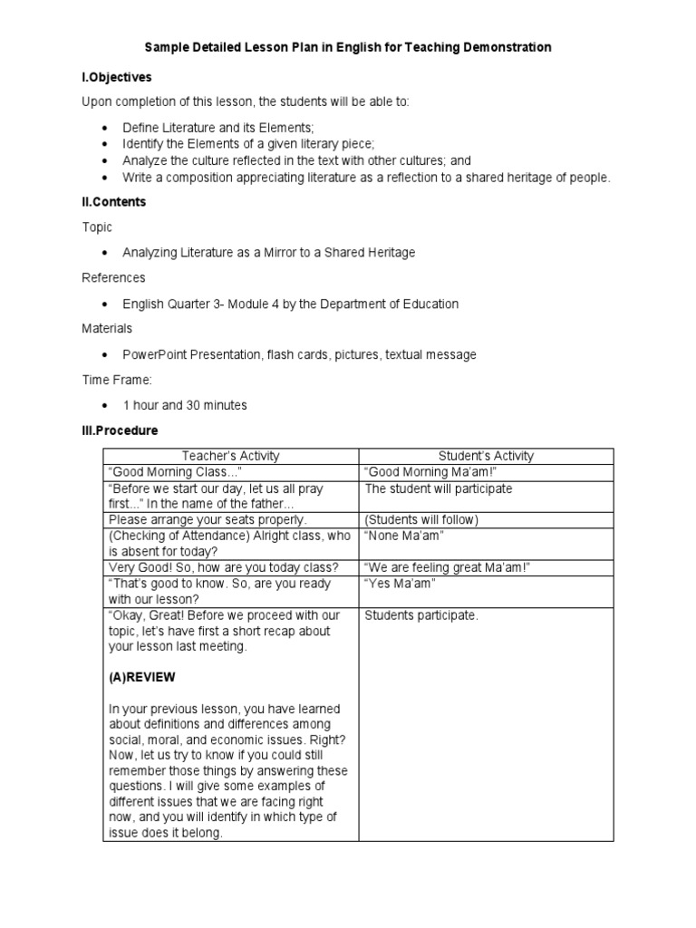 Lesson Plan For Demo Teaching - 1 - 1 | PDF | Sita | Rama