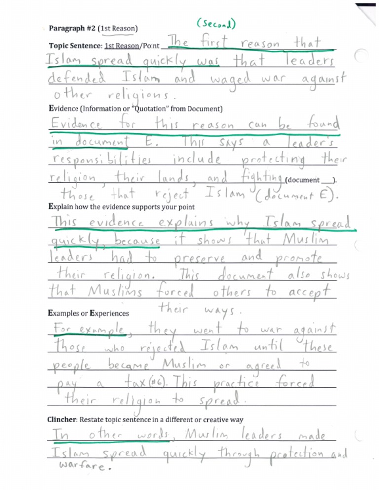 DBQ Sample Paragraph PDF