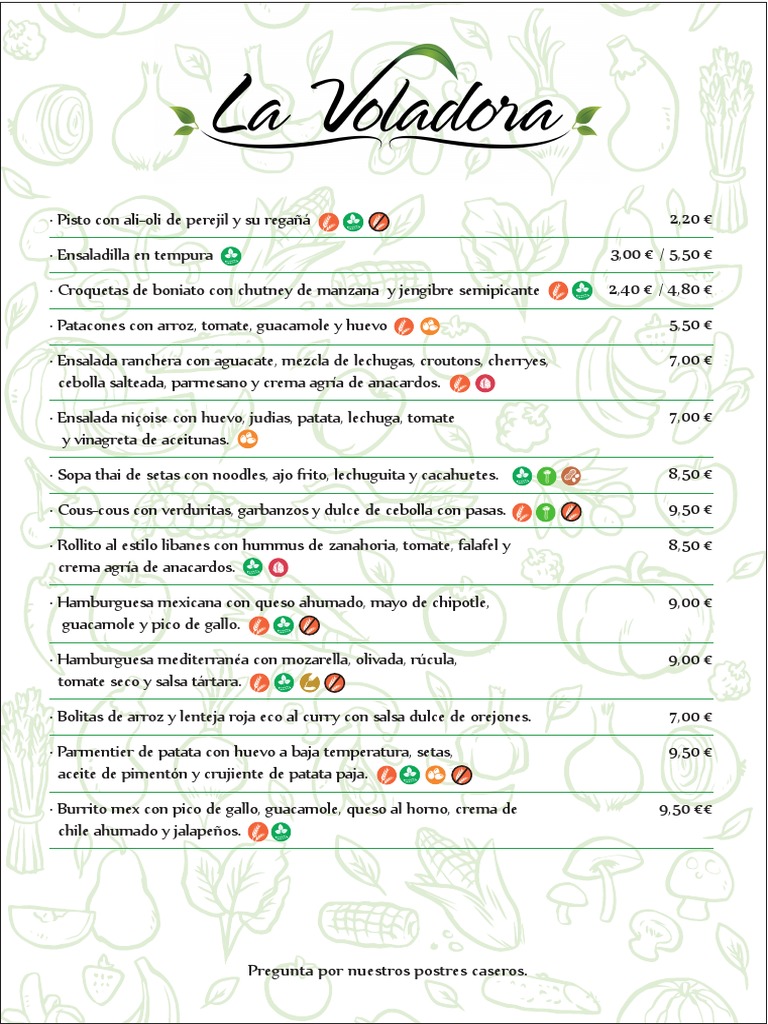Menu La Voladora PDF ensalada Alimentos