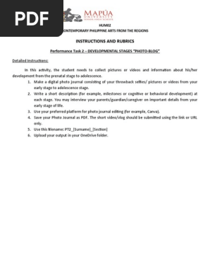 PT2 Photoblog - Instructions and Rubrics