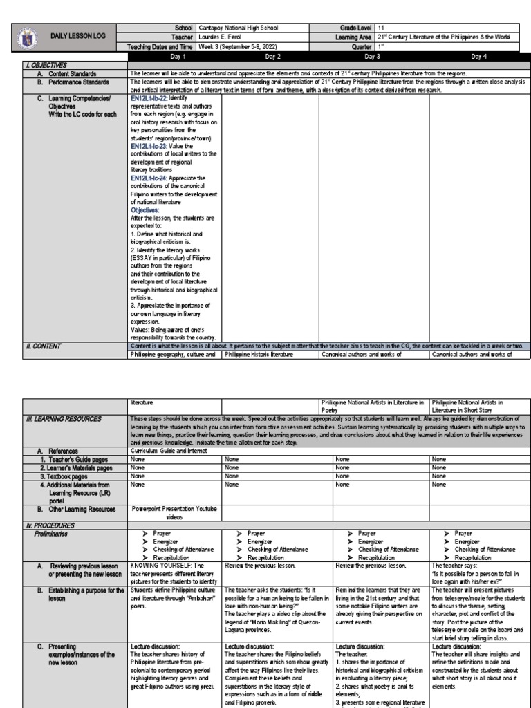 DLL Oral Communication Week 4 PDF Learning Teachers