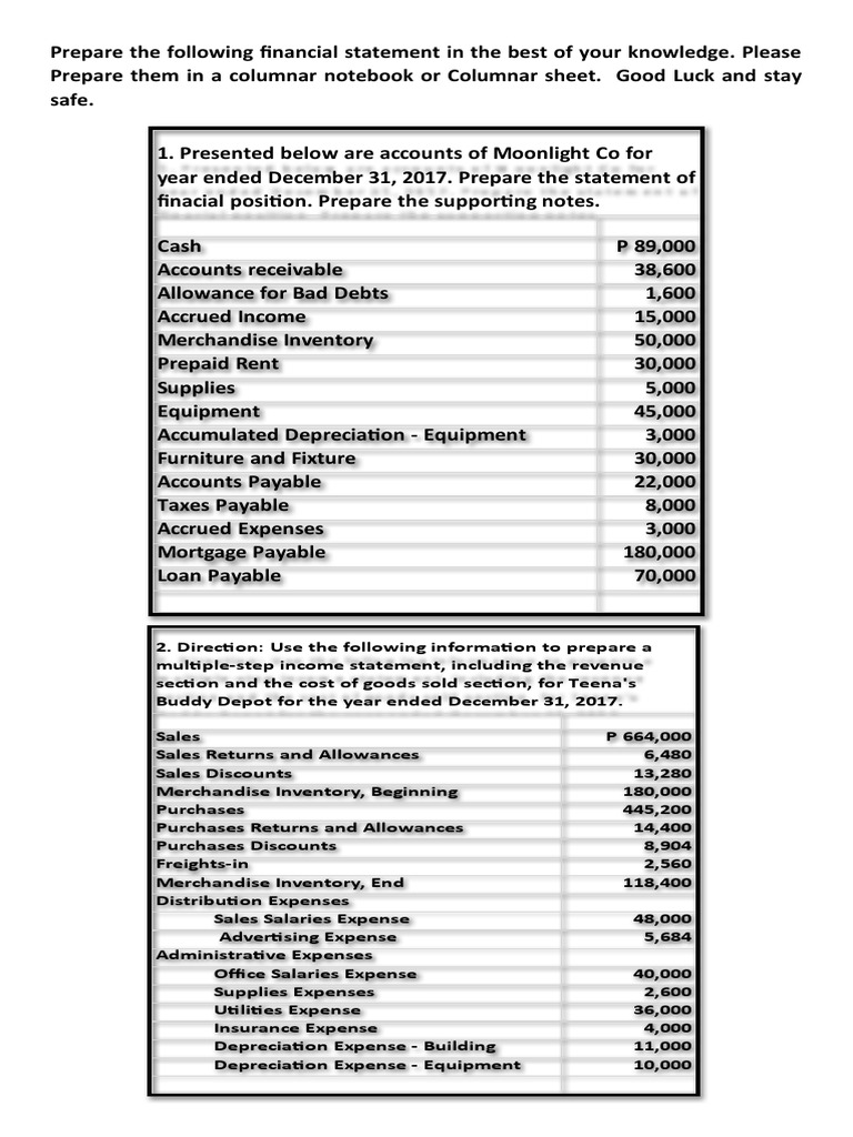 Financial Statements Preparation Guide | PDF | Expense | Depreciation