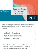 Nature of Roots of Quadratic Equations