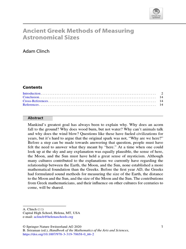 Ancient Greek Methods of Measuring Astronomical Sizes PDF Moon