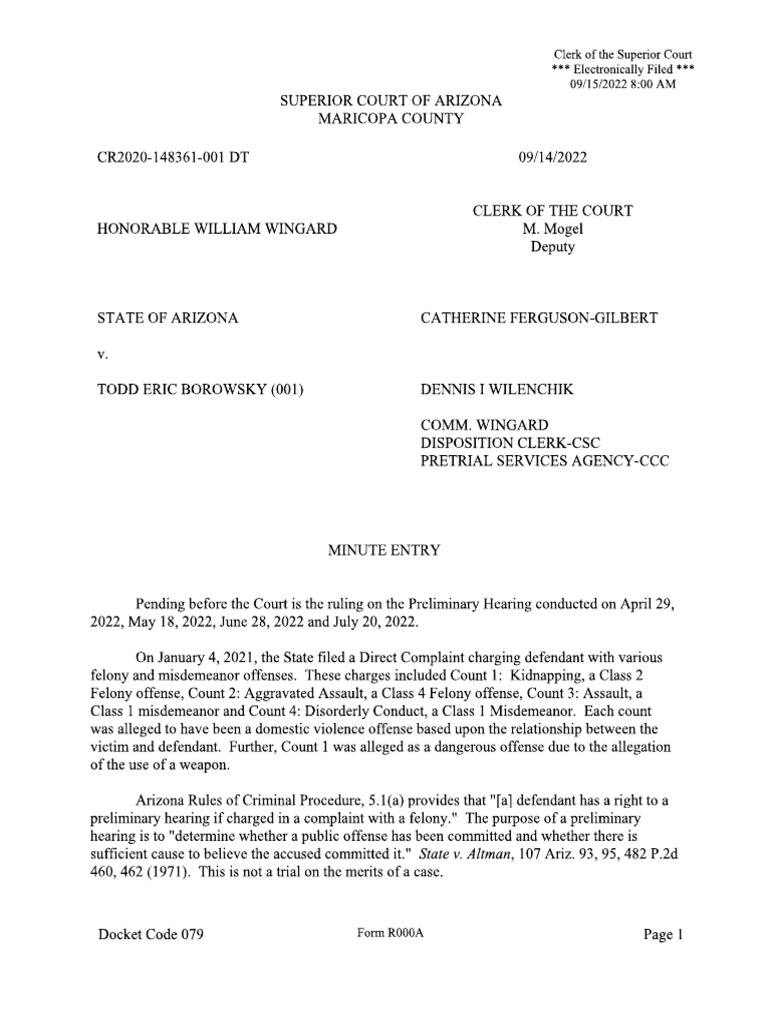 Dismissal of Charges at Preliminary Hearing (Az) | PDF