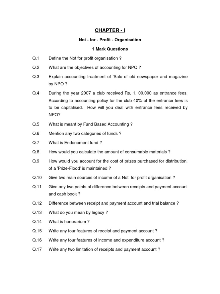 NPO Accounting Questions and Answers | PDF