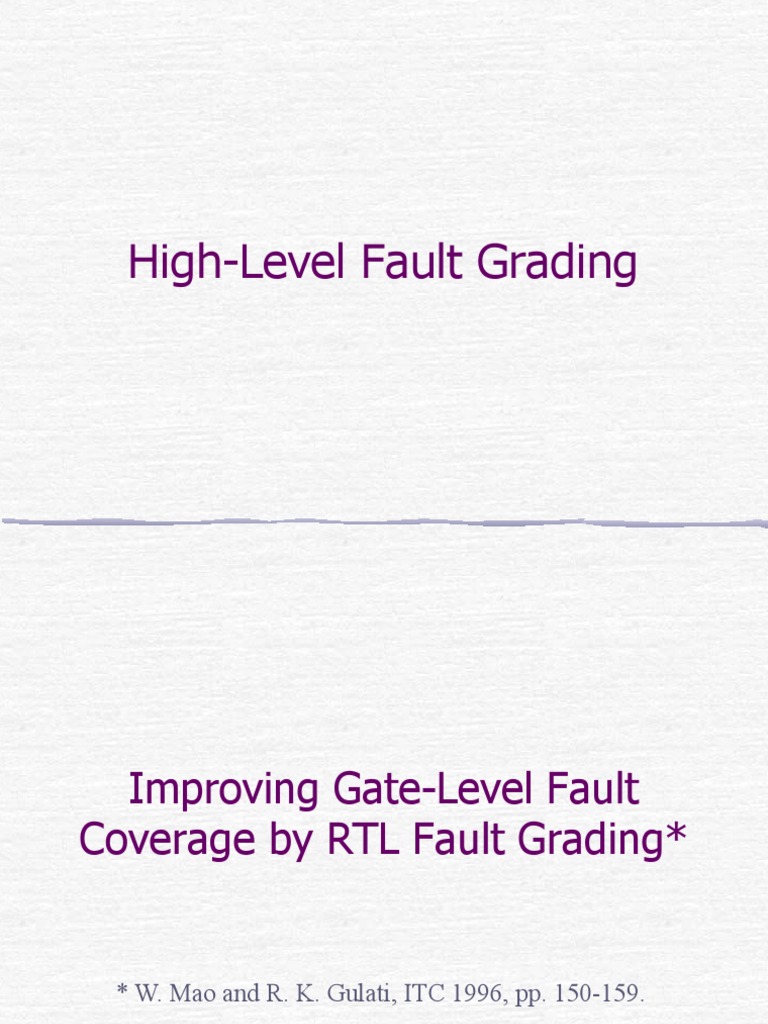 9 High Level Fault Grading PDF Sampling (Statistics) Logic Synthesis