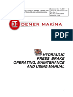 (Yeni) KL 003 HYDRAULIC PRESS BRAKE OPERATING MAINTENANCE AND USING MANUAL 03.07.2012