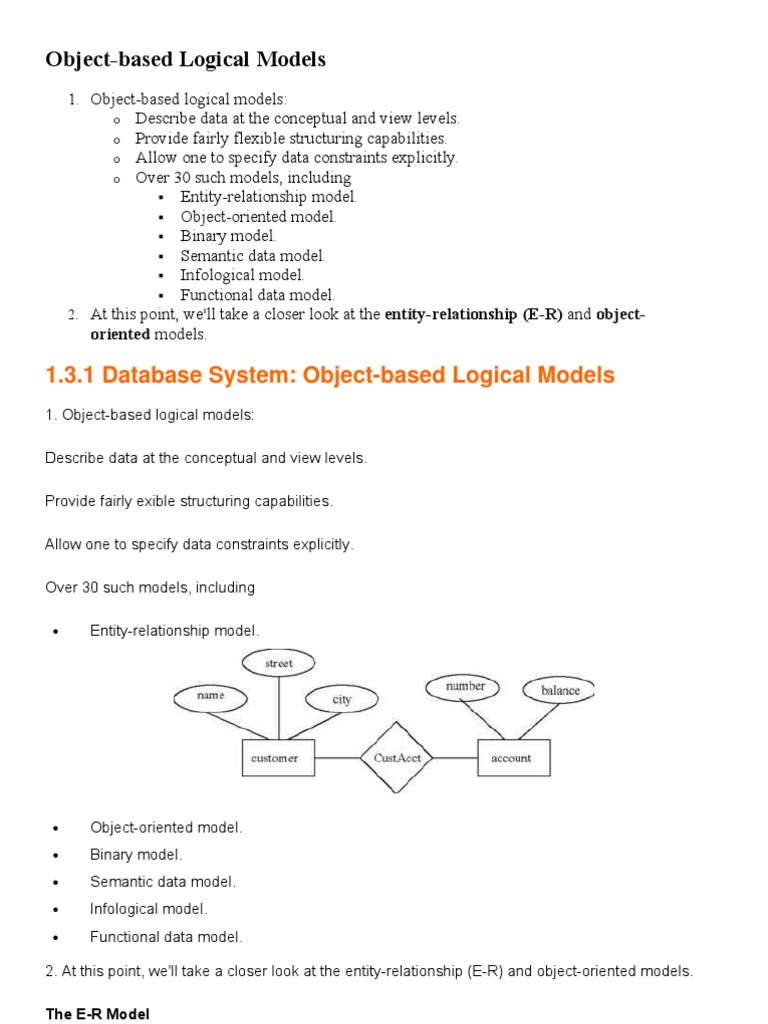 Object Based Models | Object (Computer Science) | Conceptual Model