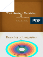 Word Structure: Morphology: Academic Year 2021-2022