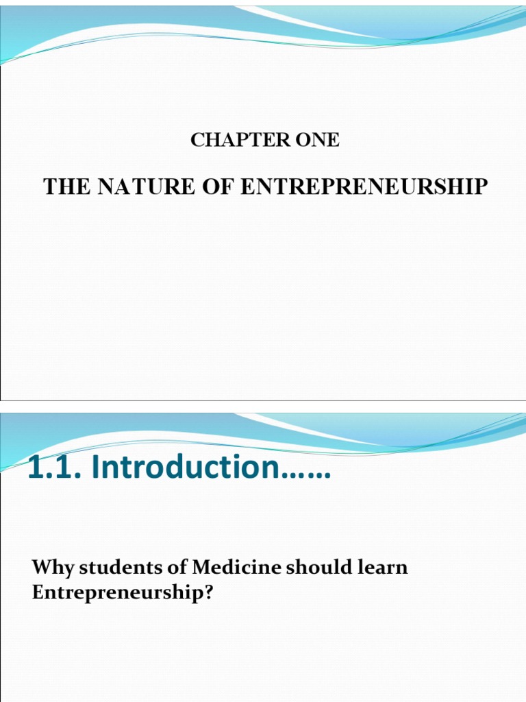 Chapter 1 Entrepreneurship Pdf Pdf Entrepreneurship Health Care