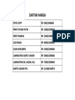 Daftar Harga FC