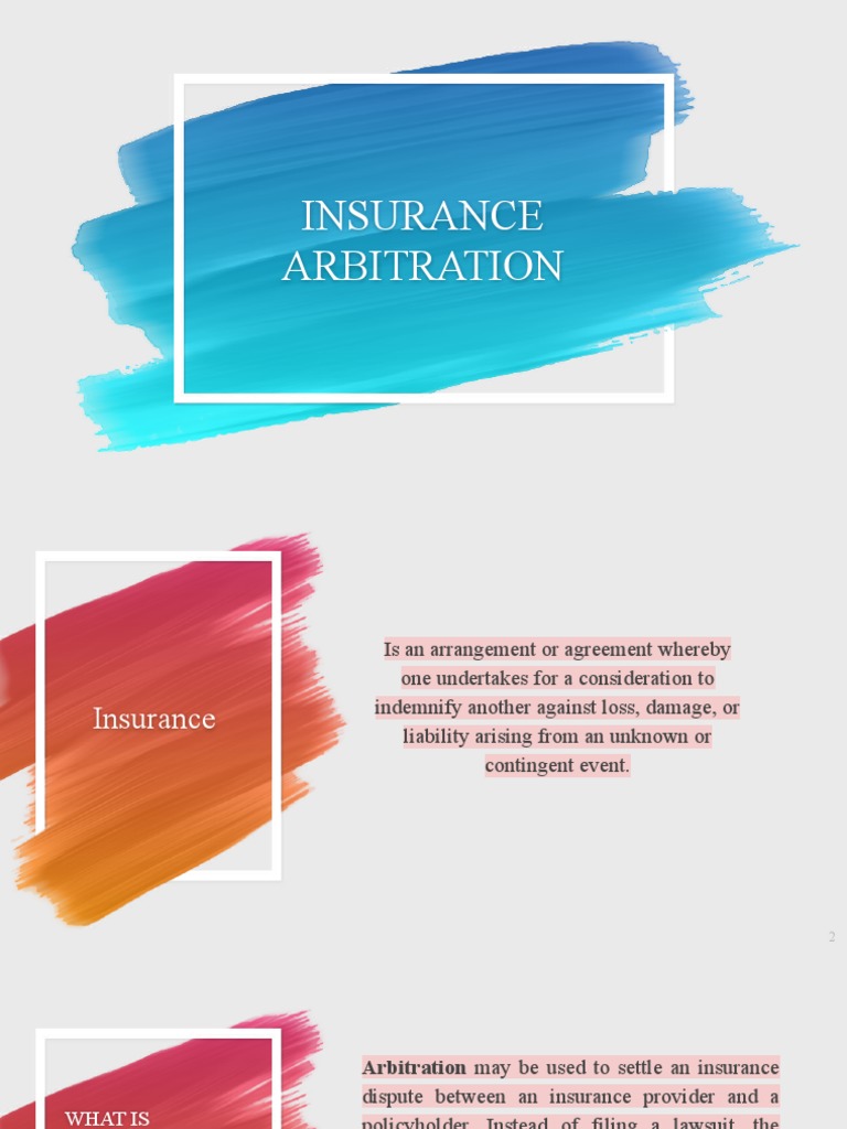INSURANCE ARBITRATION PDF Insurance Liability Insurance