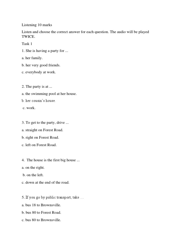 Listening Test | PDF | Language Arts & Discipline | Home & Garden
