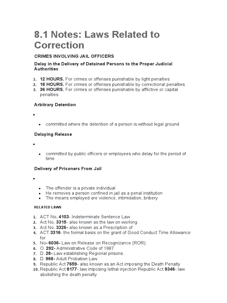 Laws Governing Inmate Commitment | PDF | Prison | Parole