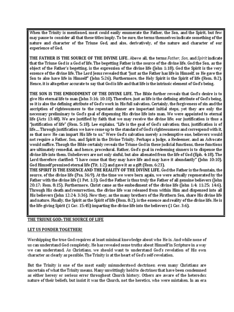 Understanding the Triune God’s Life | PDF | Justification (Theology ...