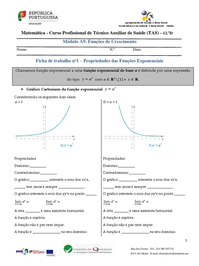 A9 Ficha1 | PDF | Função (Matemática) | Domínio de denominação de uma ...