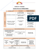 Aviso 170 Calendário Escolar 2022-2023