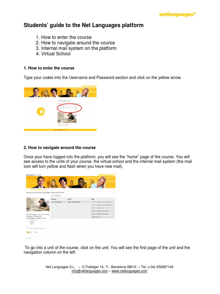 Student Guide to Net Languages Platform | PDF | Cyberspace | Communication