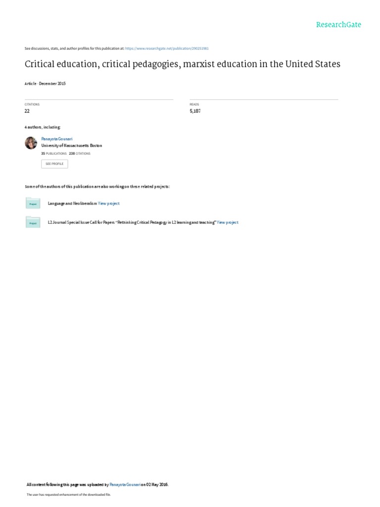 JCEPSCritical Pedagogyarticle | PDF | Pedagogy | Teachers
