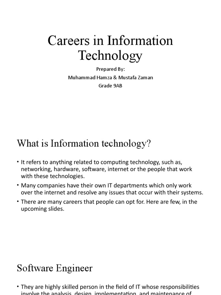 Raw PPT Of Careers In Information Technology PDF Websites World