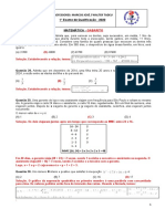 Gabarito de prova de Matemática cobre questões sobre água, idades, viagens e geometria