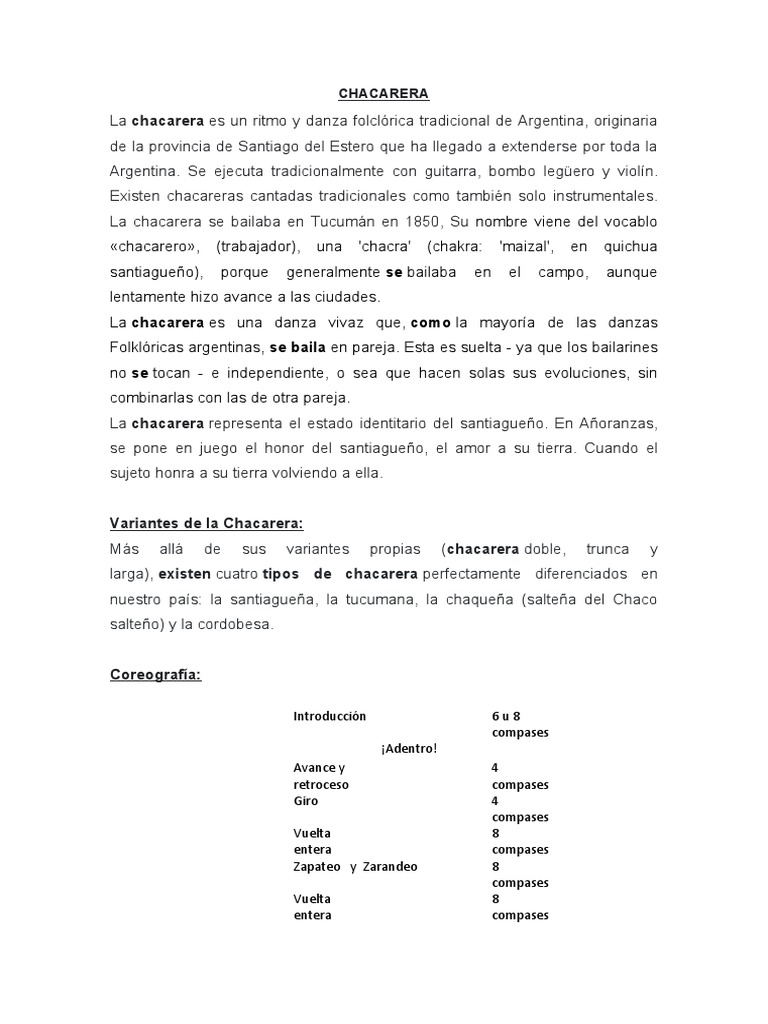 CHACARERA | PDF | Estilos de musica argentina | Musica argentina
