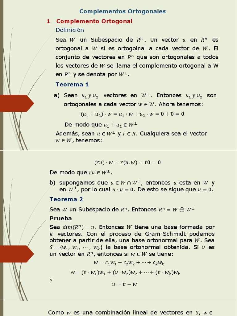 Complemento Ortogonal PDF Espacio vectorial Ortogonalidad