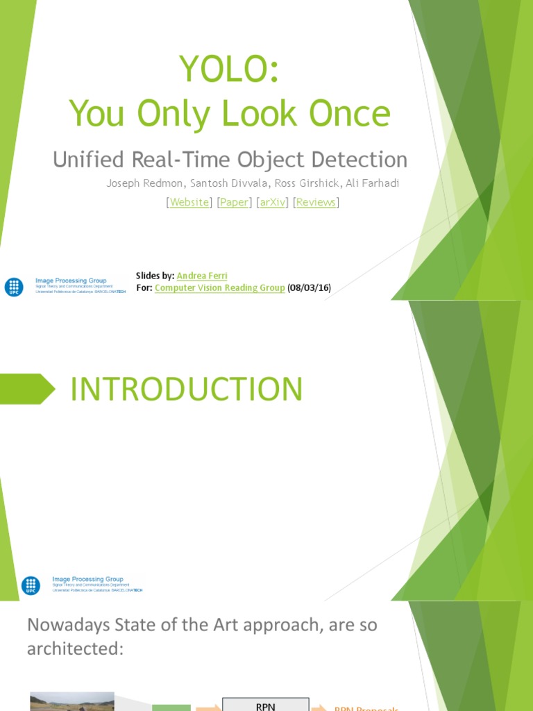YOLO: You Only Look Once Unified Real-Time Object Detection | PDF