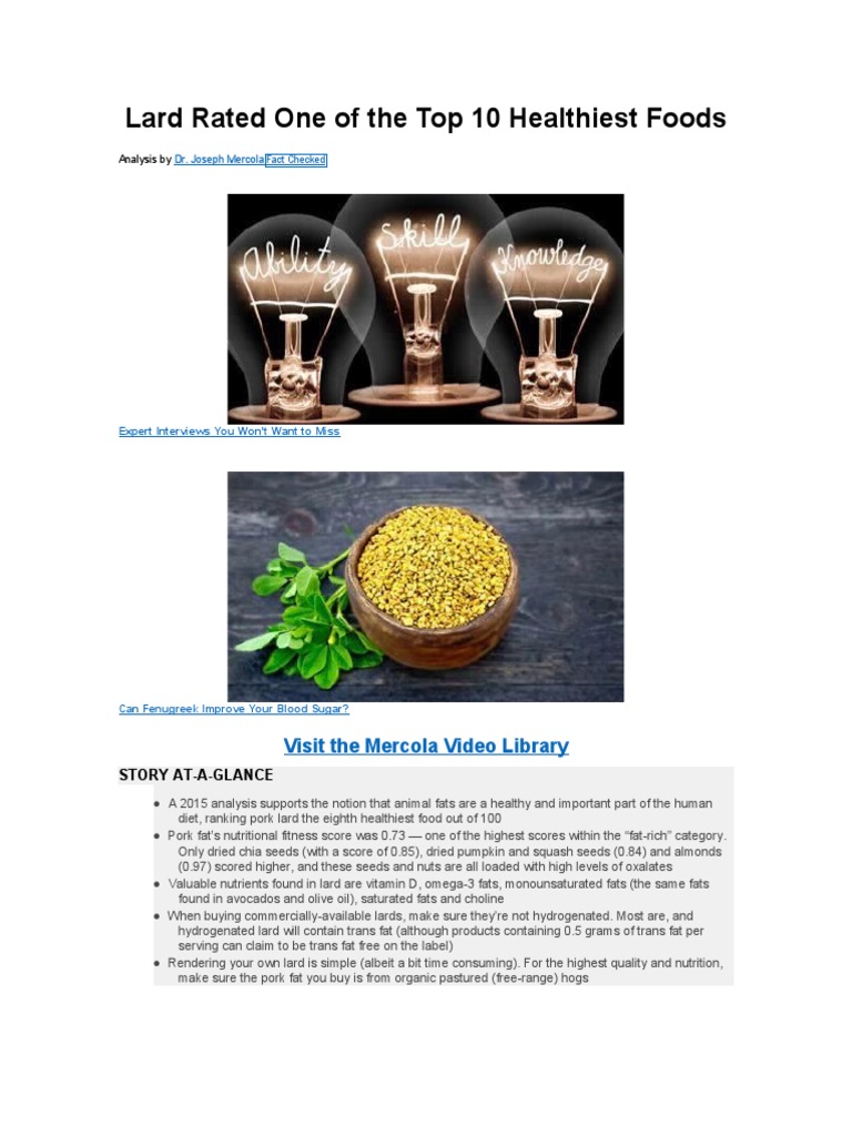 MANTECA DE CERDO BUENO Lard Rated One of The Top 10 Healthiest Foods